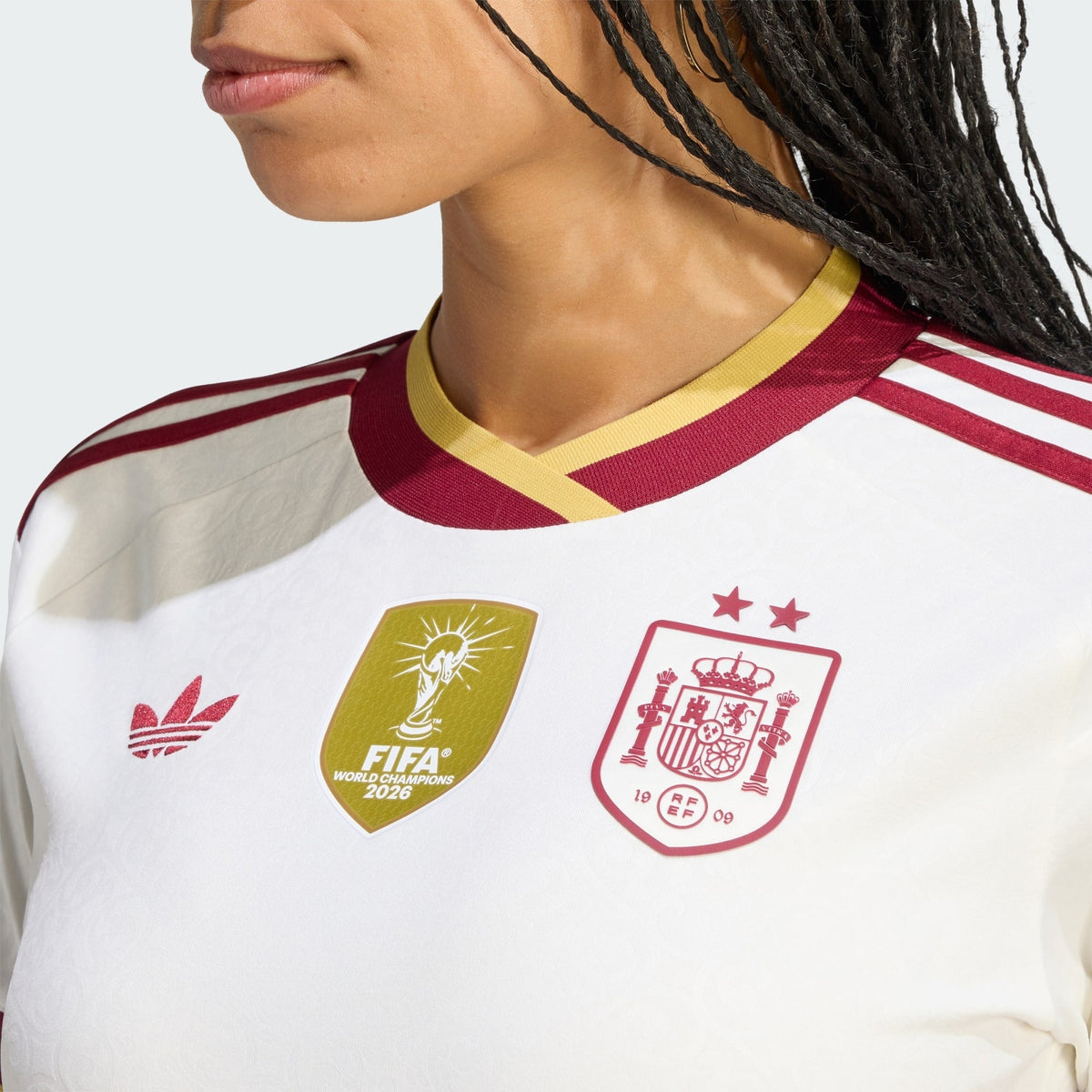 Spain 2026 world cup champions women's away jersey - chest detail