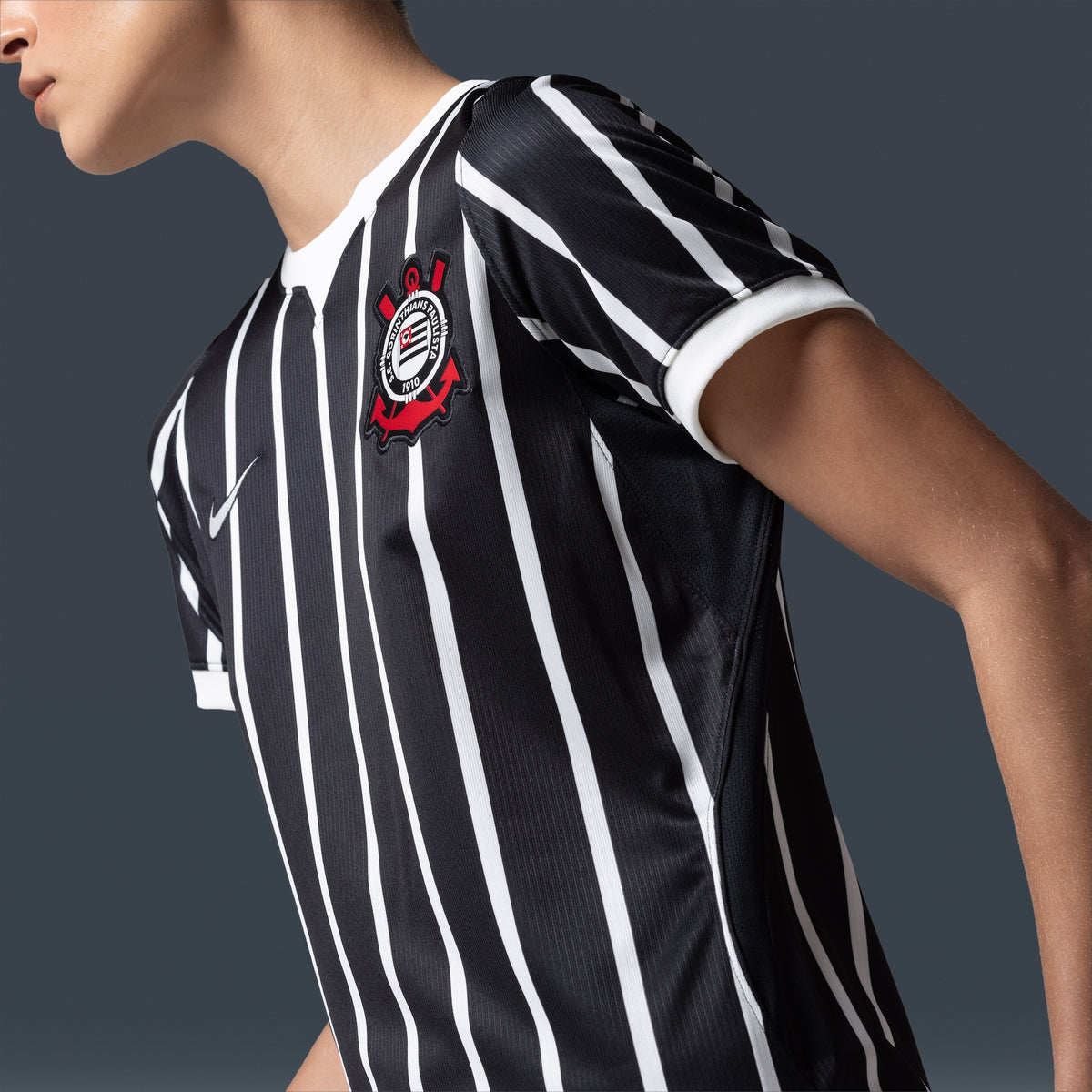 Corinthians 2026/27 Away Women's Jersey - front and side view on model, close-up