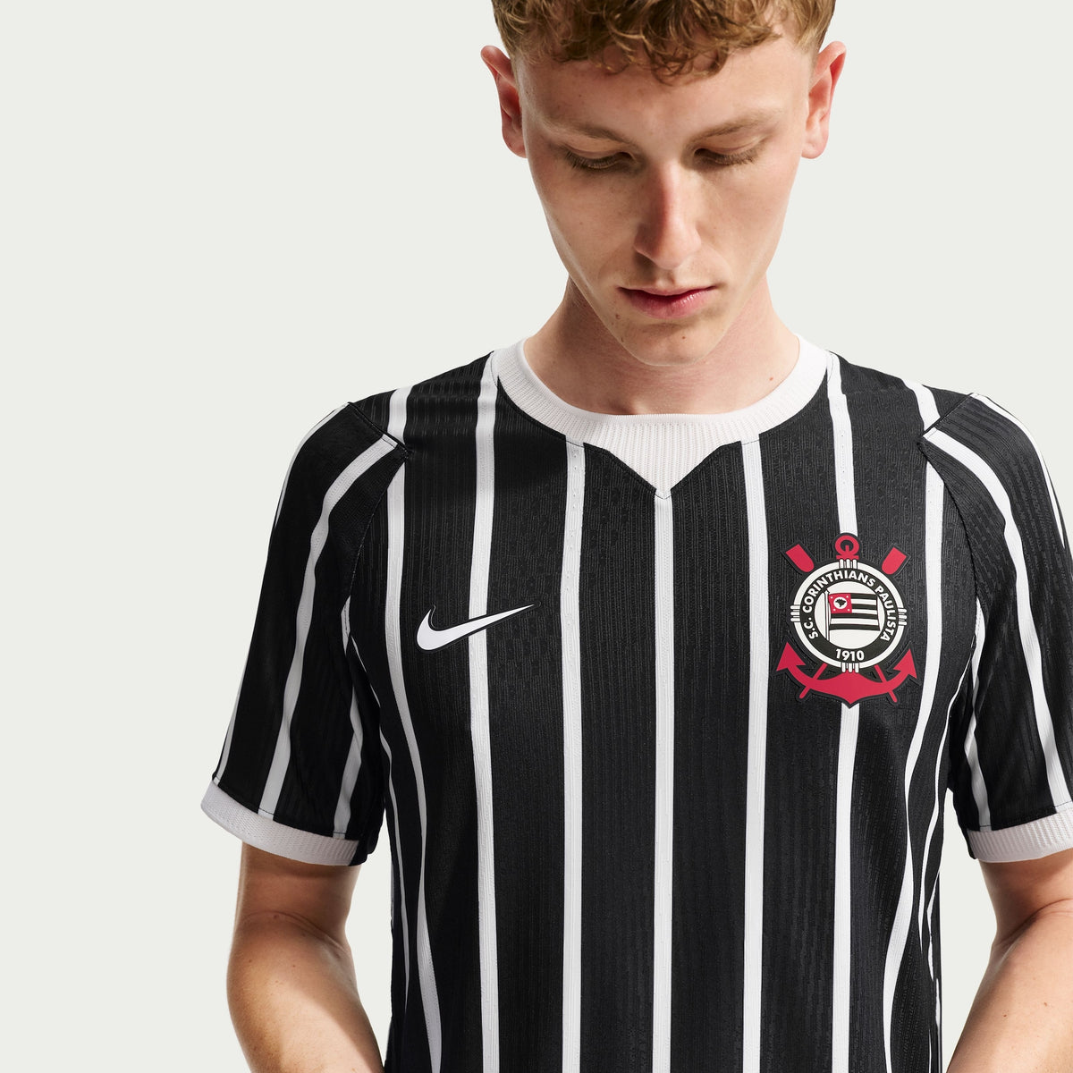 Corinthians 2026/27 Away Player Jersey - front view on model, close-up
