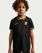 Chelsea 2026/27 Away Kids Kit - collar, chest and fabric detail on child model