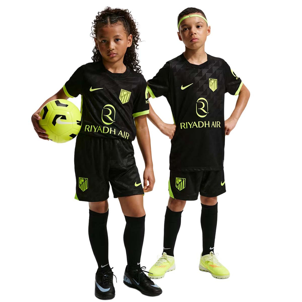 Atlético Madrid 2026/27 Away Kids Kit - professional worn view; socks, footwear and ball are not included