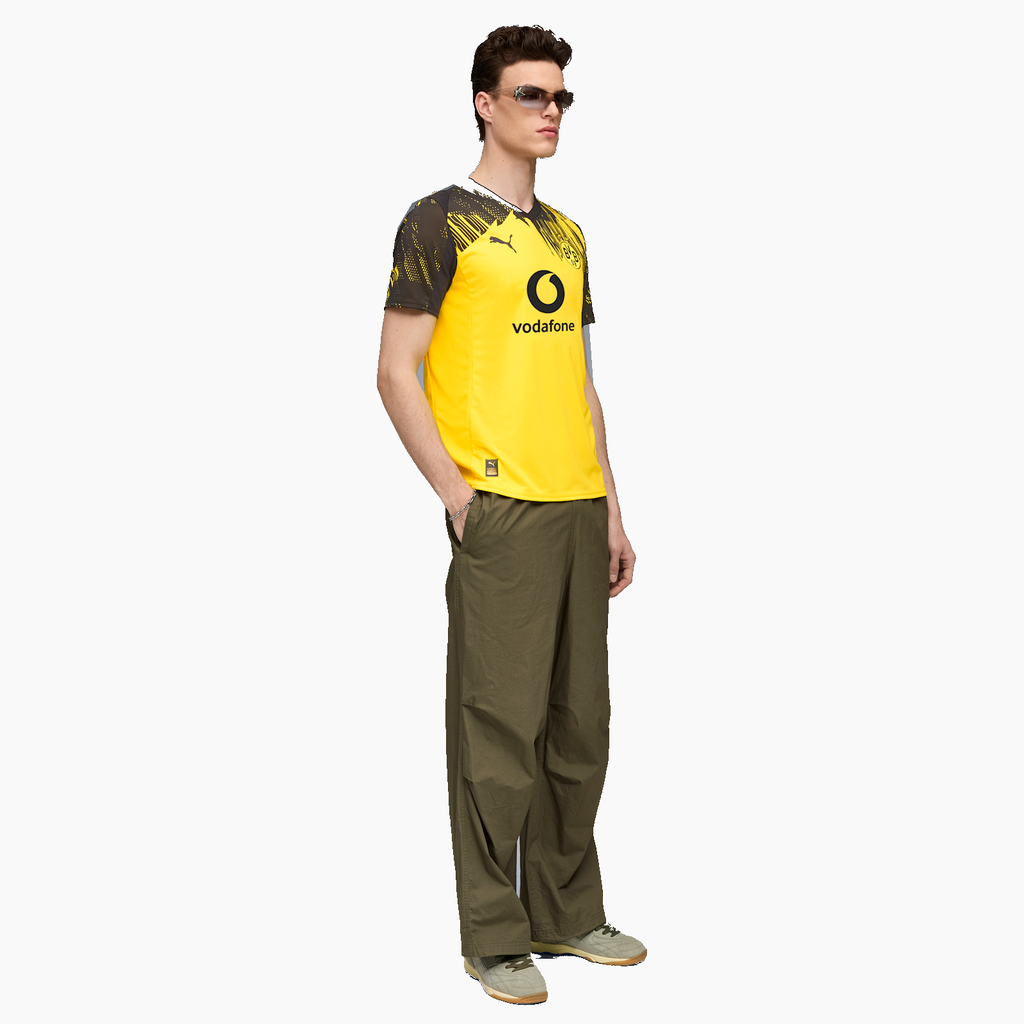 Borussia Dortmund 2025/26 Home soccer jersey - side view on model