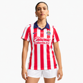 Chivas 2026/27 women's home jersey on female model — AI-assisted studio adaptation