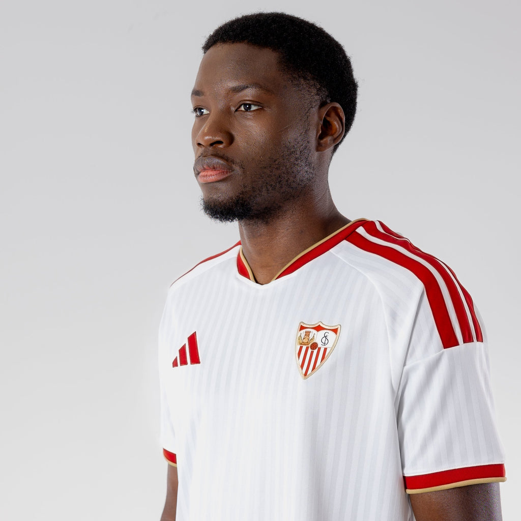 Sevilla 2026/27 home jersey — collar and crest detail