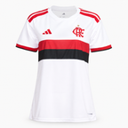 Flamengo 2026/27 women's away jersey — front view, AI-assisted background adaptation