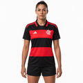 Flamengo 2026/27 women's home jersey — female model cover, AI-assisted studio adaptation