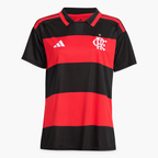 Flamengo 2026/27 women's home jersey — front view, AI-assisted background adaptation