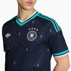 Germany 2026 Away soccer jersey - collar and upper chest detail on model