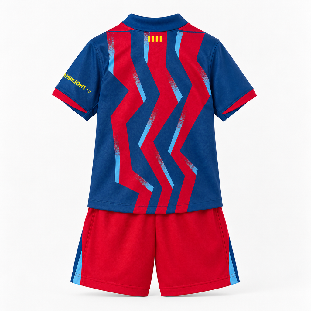 Barcelona 2025/26 Fourth Kids Kit — back shirt and shorts