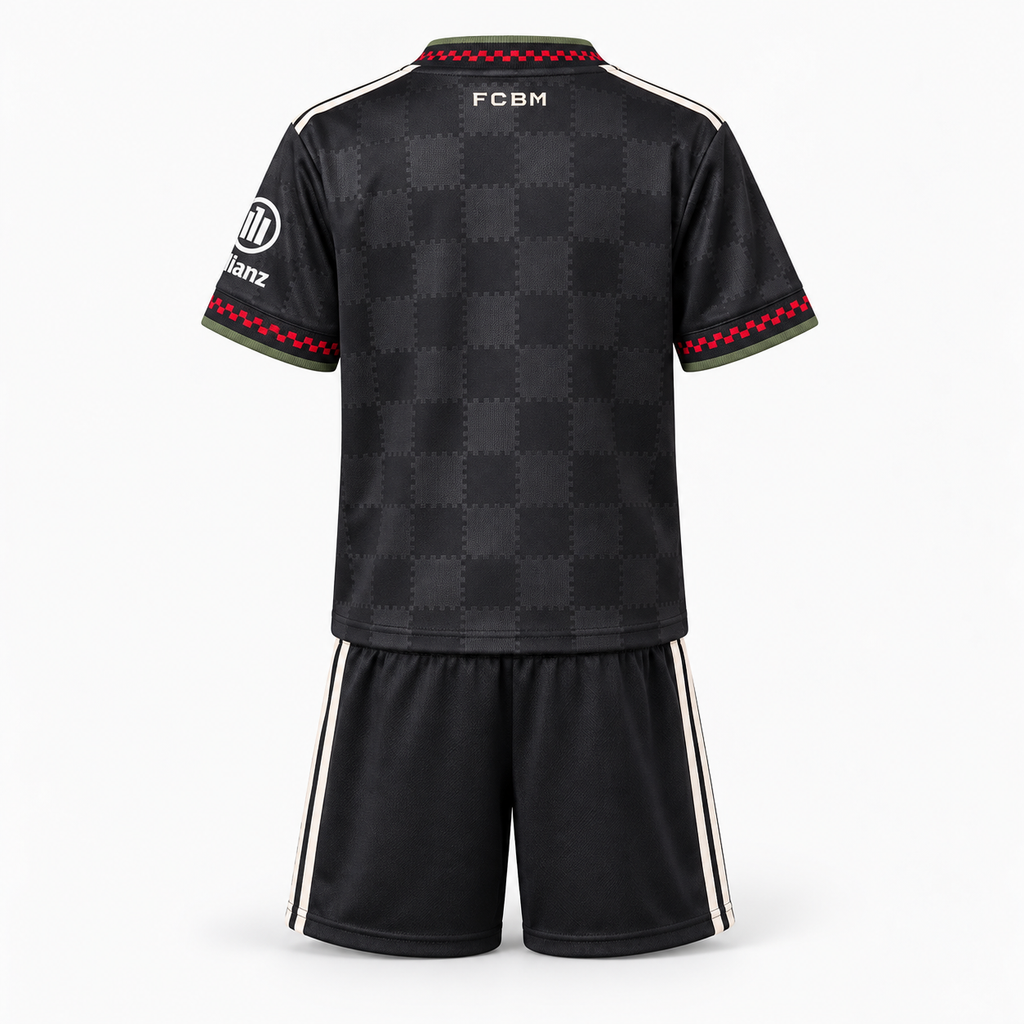 Bayern Munich 2025/26 Third Kids Kit — back shirt and shorts