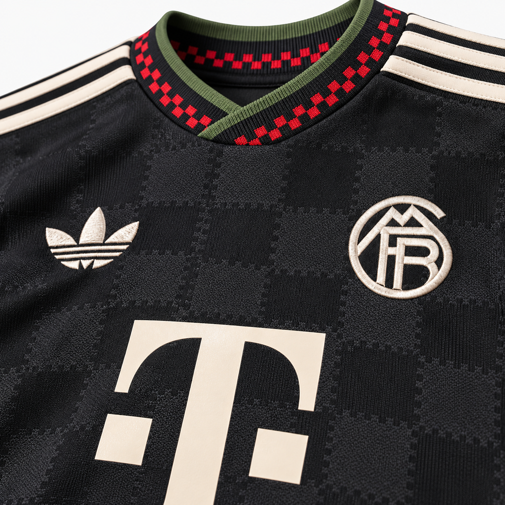 Bayern Munich 2025/26 Third Kids Kit — crest and fabric detail