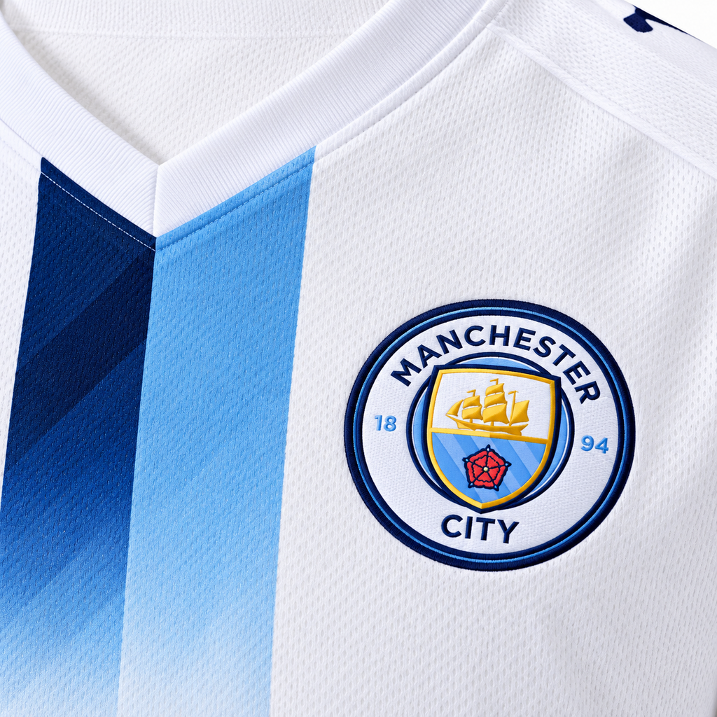 Manchester City 2026/27 Third Kids Kit — crest and fabric detail