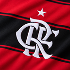 Flamengo 2025/26 Home Long Sleeve Jersey - white crest and star embroidery detail; AI-assisted studio image based on the supplier-verified garment