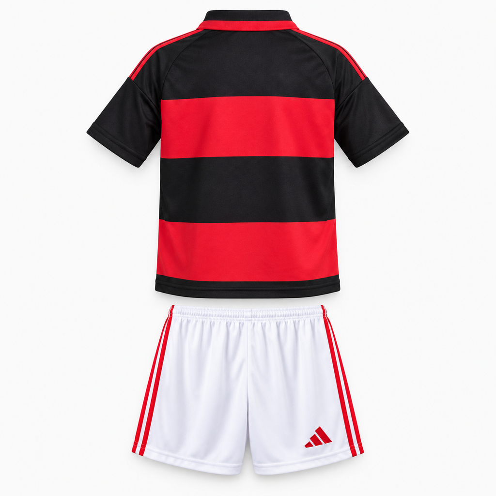 Flamengo 2026/27 Home Kids Kit - AI-assisted full kit back image based on verified product references