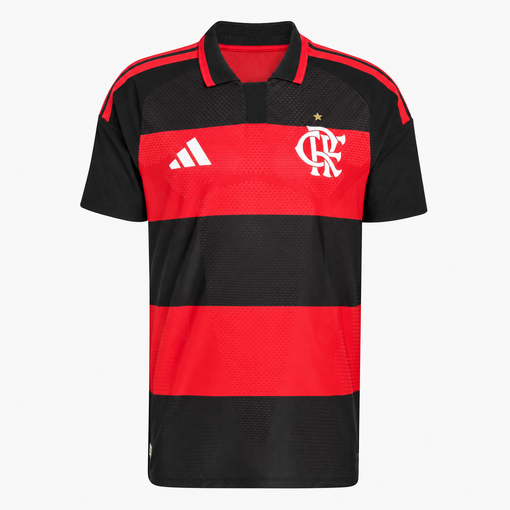 Flamengo 2026/27 Home Player Jersey - front view, AI-assisted background adaptation from the official product photograph