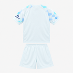 Inter Milan 2025/26 Away Kids Kit - shirt and shorts back; AI-assisted studio visualization based on the supplier-verified kit