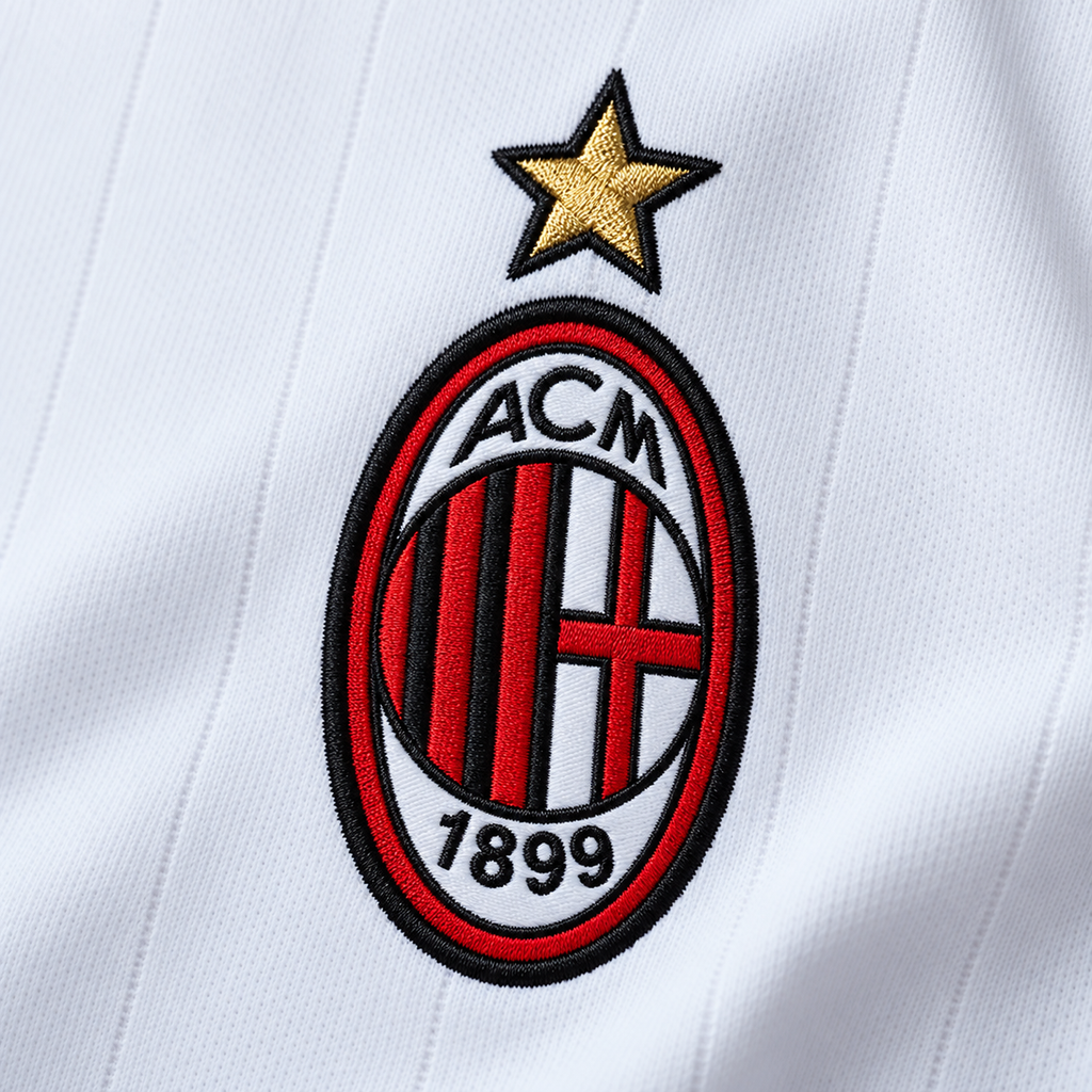 AC Milan 2006/07 Away Retro Kids Kit — crest and fabric detail