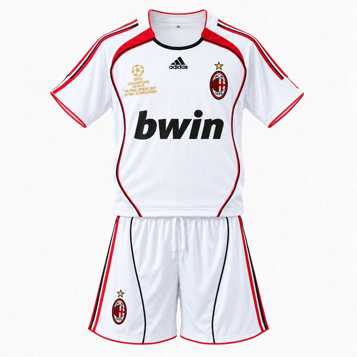 AC Milan 2006/07 Away Retro Kids Kit — front shirt and shorts