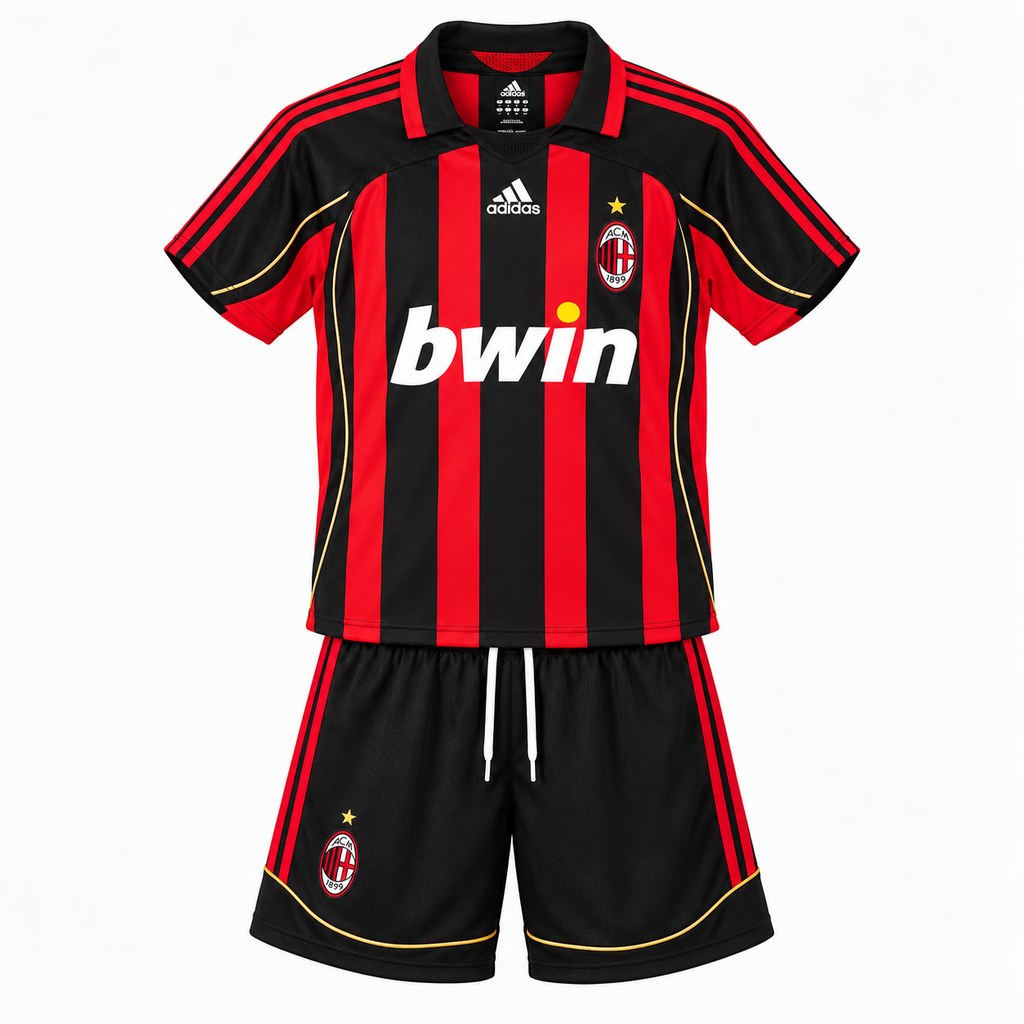 AC Milan 2006/07 Home Retro Kids Kit — front shirt and shorts