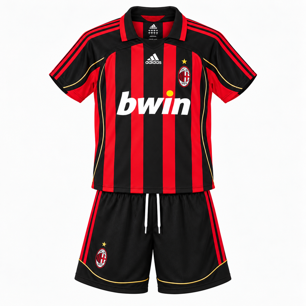 AC Milan 2006/07 Home Retro Kids Kit — front shirt and shorts