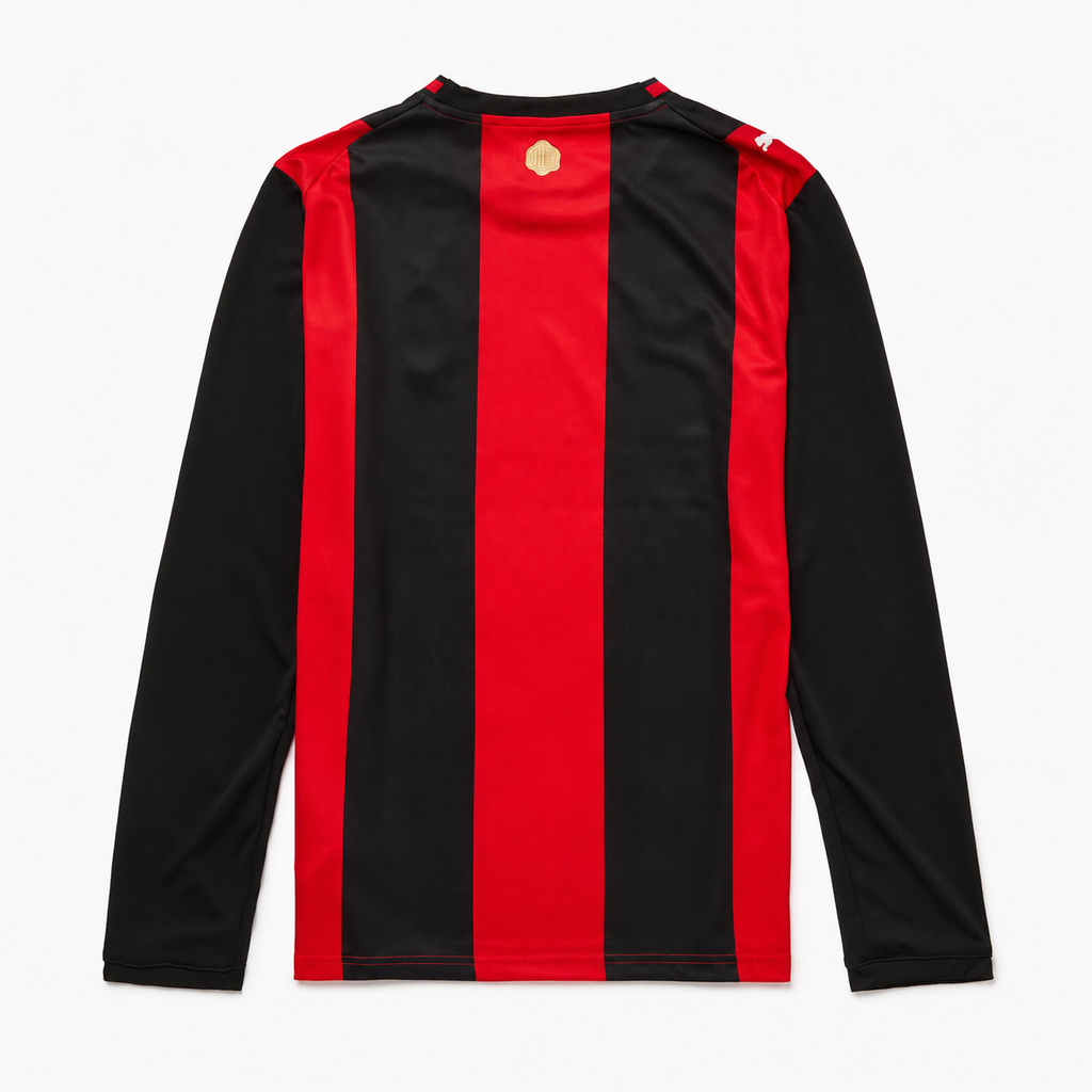 AC Milan 2026/27 Home Long Sleeve Jersey - back product view; AI-assisted background refinement