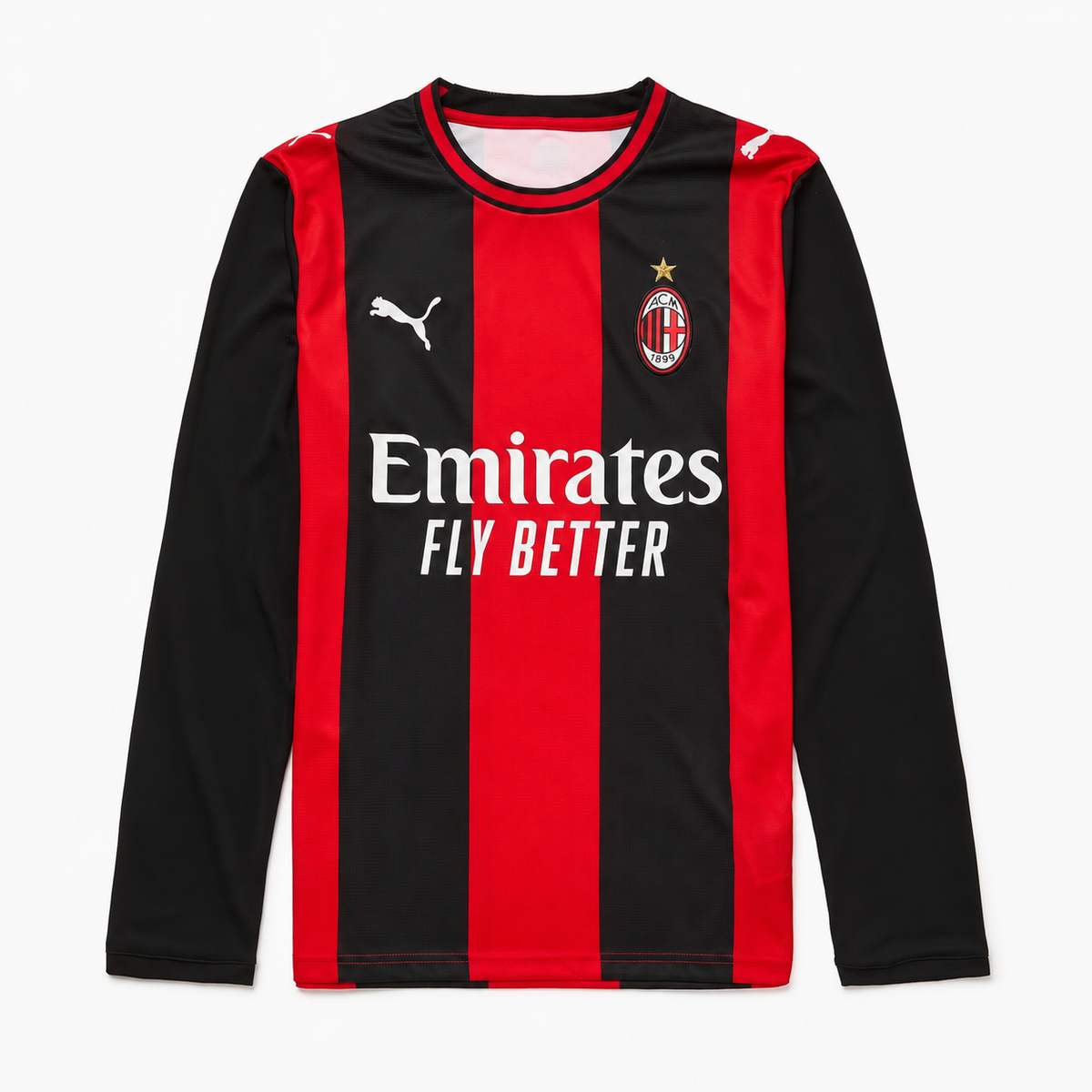 AC Milan 2026/27 Home Long Sleeve Jersey - front product view; AI-assisted background refinement
