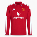 Manchester United 2026/27 Home Long Sleeve Jersey - front product view; AI-assisted background refinement