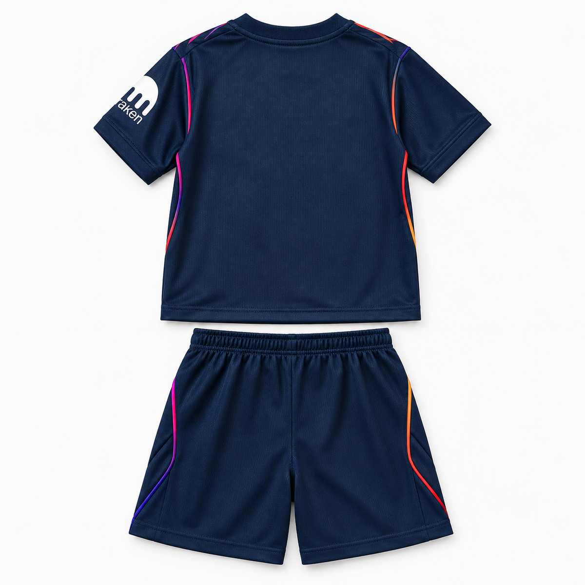 Tottenham Hotspur 2026/27 Away Kids Kit - shirt and shorts back; AI-assisted studio visualization based on the supplier-verified kit