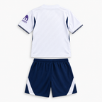 Tottenham Hotspur 2026/27 Home Kids Kit - shirt and shorts back; AI-assisted studio visualization based on the supplier-verified kit