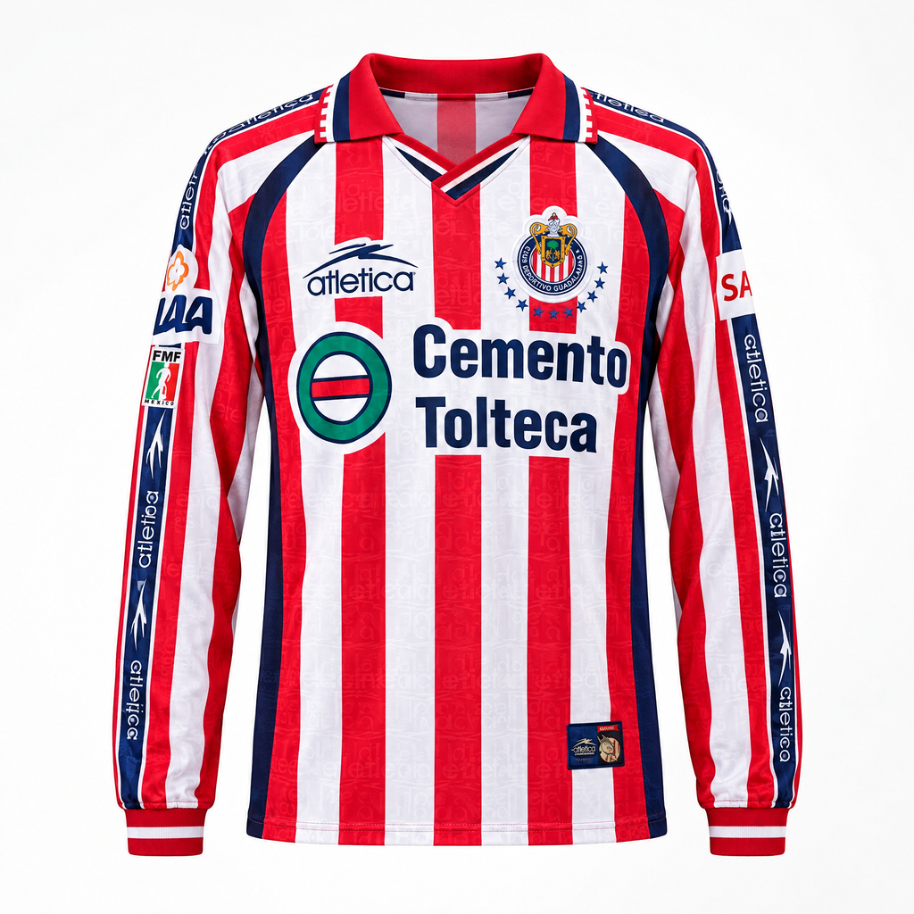 Chivas Guadalajara 1999/00 Home Long Sleeve Retro Jersey - Front view