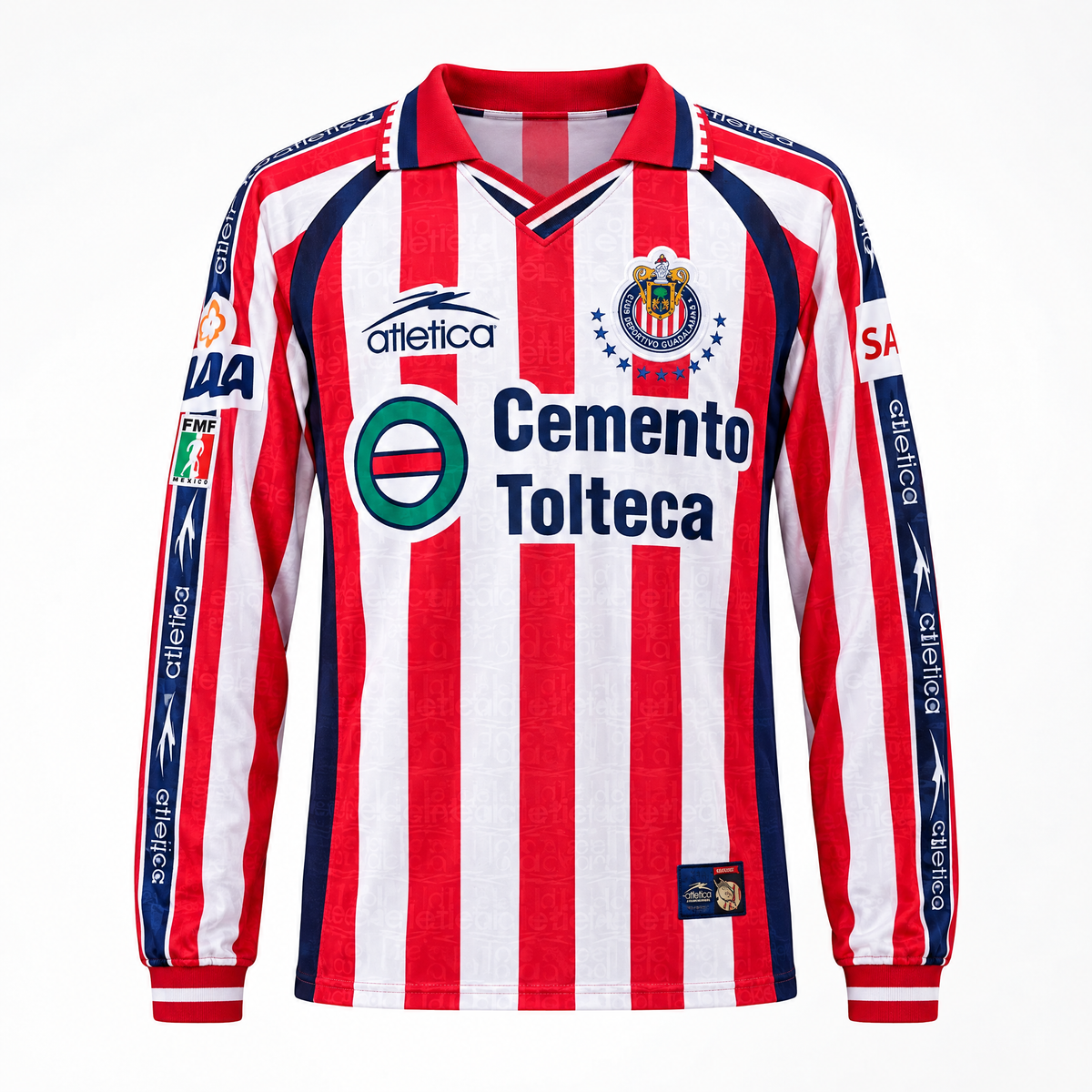 Chivas Guadalajara 1999/00 Home Long Sleeve Retro Jersey - Front view
