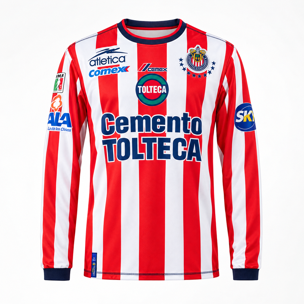Chivas Guadalajara 2002/03 Home Long Sleeve Retro Jersey - Front view