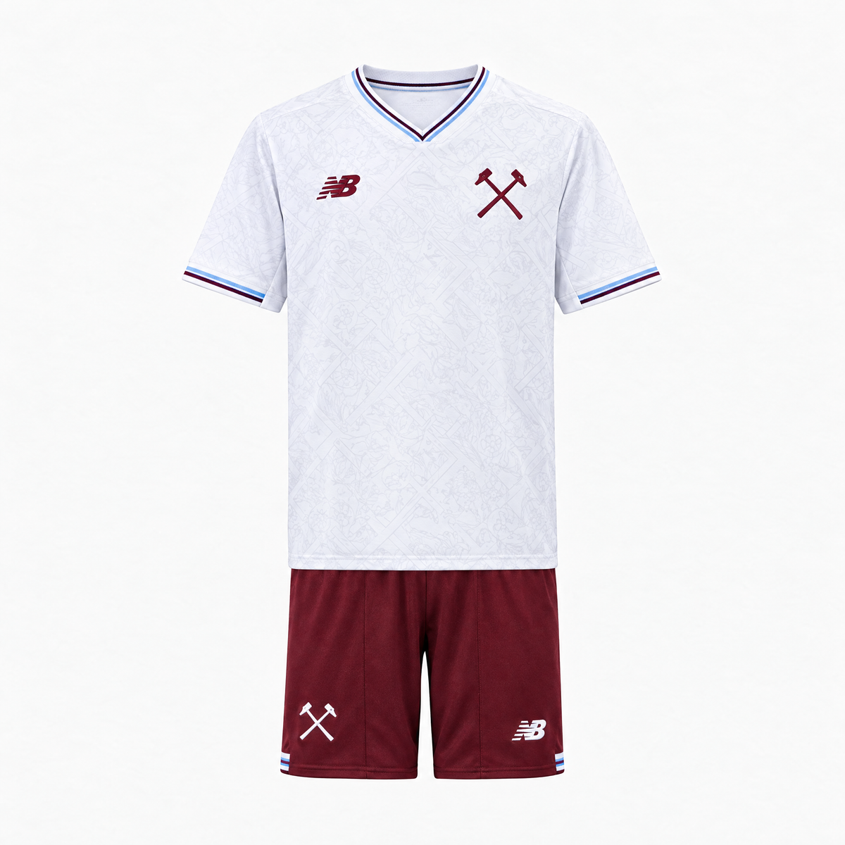 West Ham United 2026/27 Away Kids Kit - shirt and shorts front view