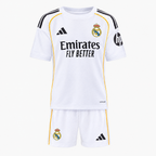Real Madrid 2025/26 Home Kids Kit - shirt and shorts front view
