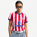 Atlético Madrid 2026/27 Home Women's Jersey - woman wearing the shirt; AI-assisted studio background adaptation
