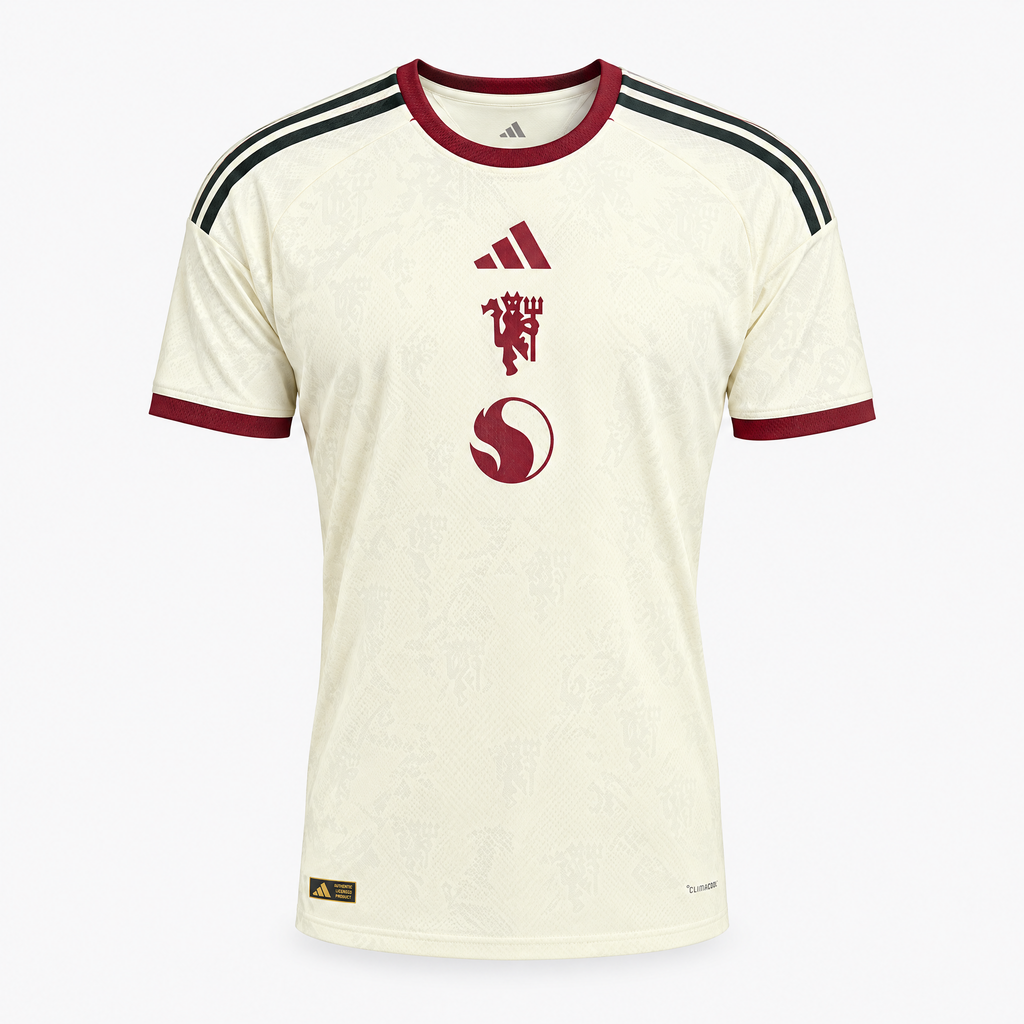 Manchester United 2026/27 Third Player Jersey - front studio product view; AI-assisted adaptation from garment reference