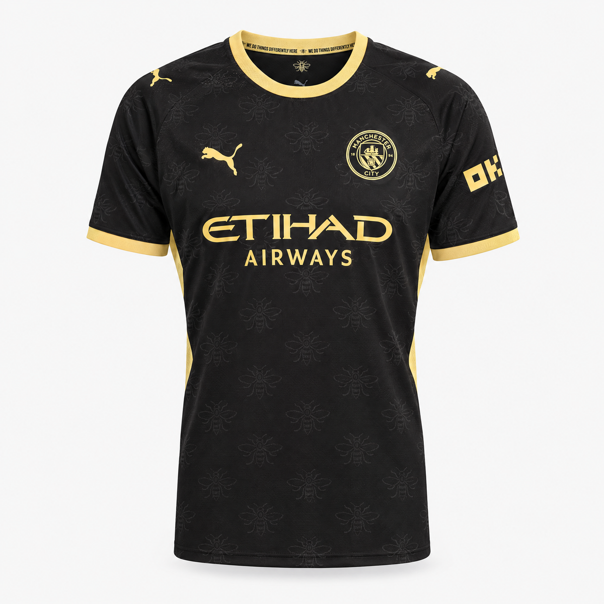 Manchester City 2026/27 Away Player Jersey - front studio product view; AI-assisted adaptation from garment reference