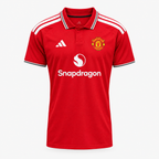 Manchester United 2026/27 Home Jersey - front studio product view; AI-assisted adaptation from garment reference