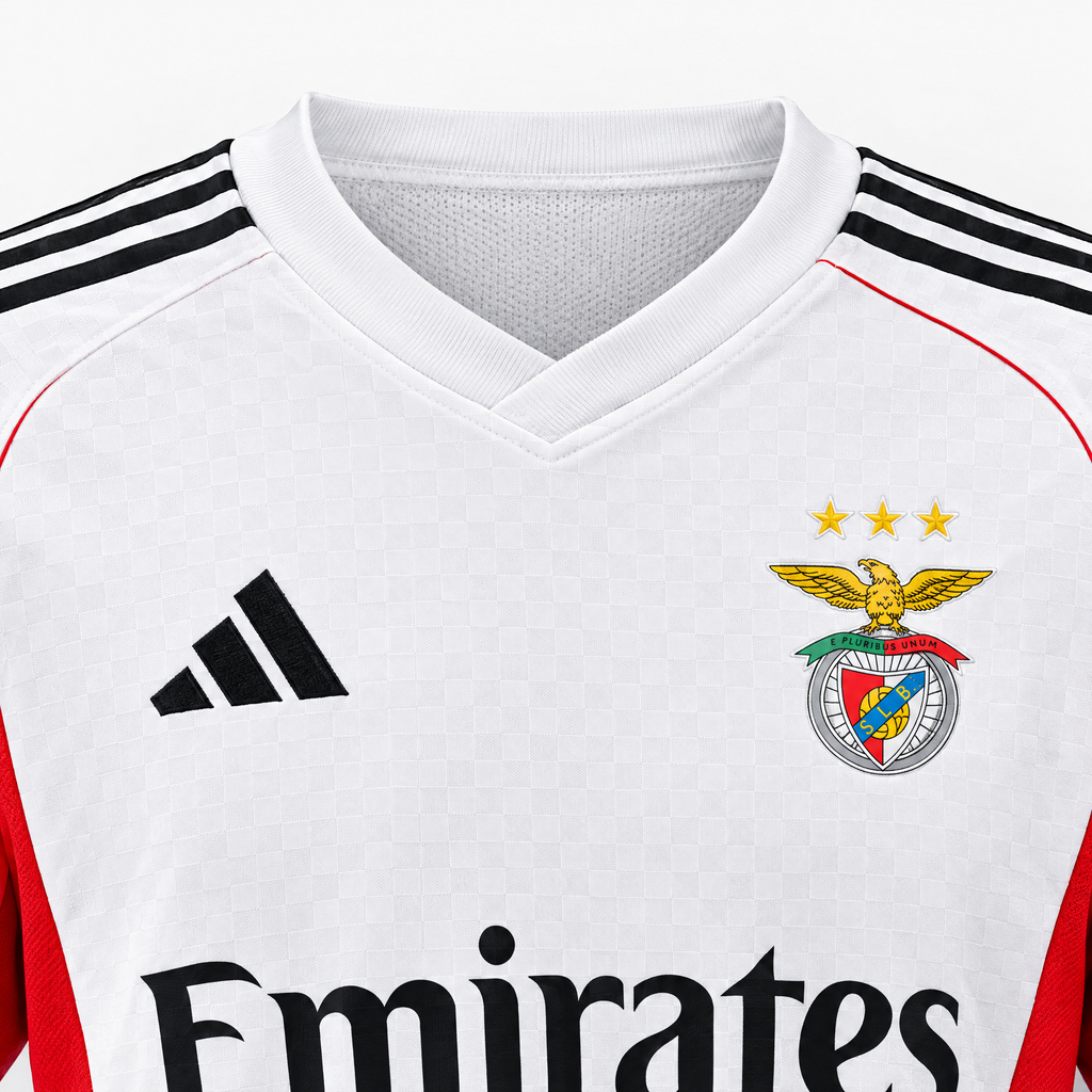 Benfica 2025/26 Away Jersey - collar and chest detail