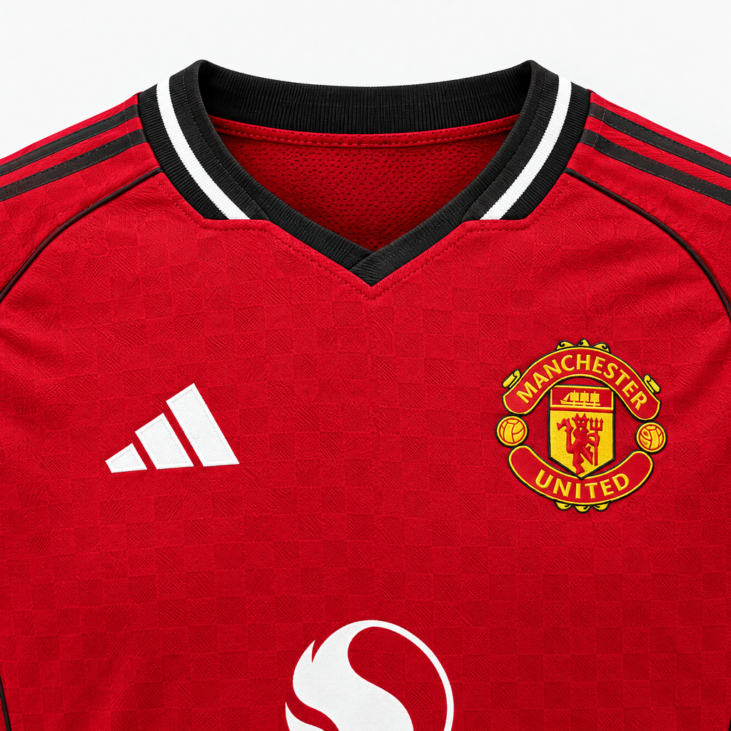 Manchester United 2025/26 Home Player Jersey - collar and chest detail