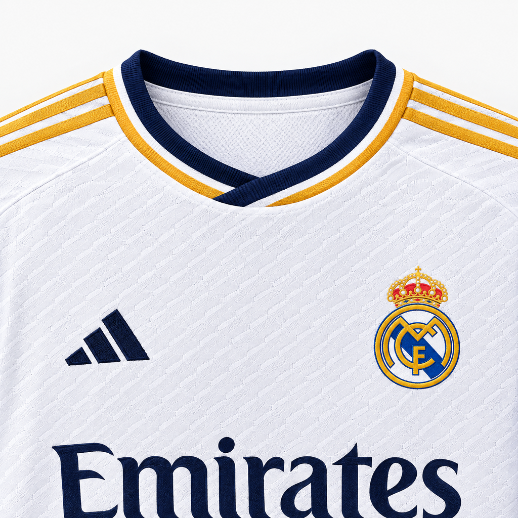 Real Madrid 2023/24 Home Player Jersey - collar and chest detail