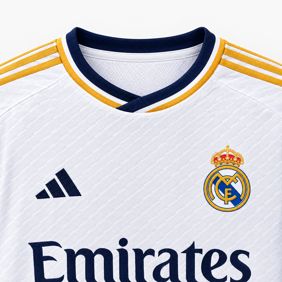 Real Madrid 2023/24 Home Player Jersey - collar and chest detail