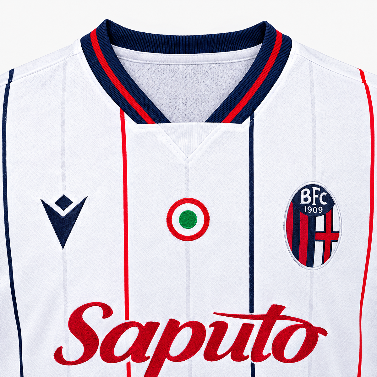 Bologna 2025/26 Away Jersey - collar and chest detail