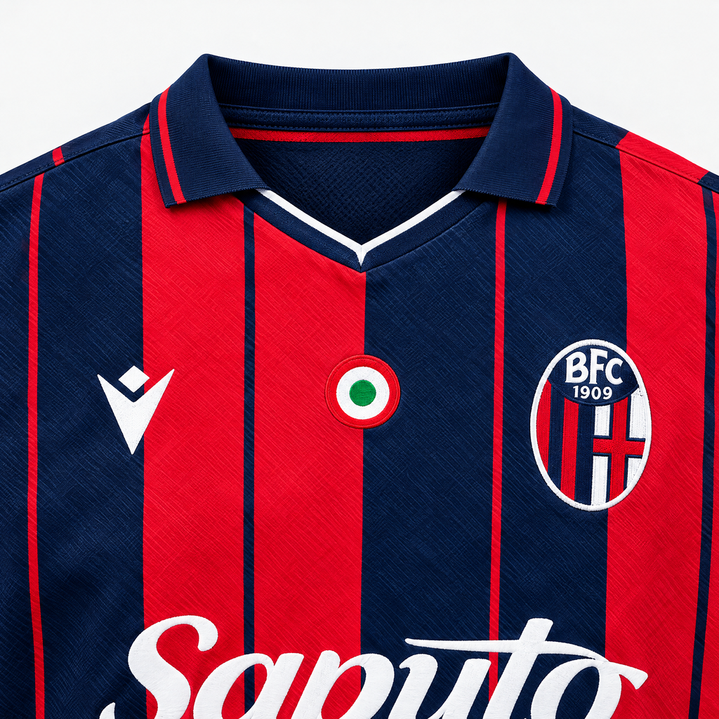 Bologna 2025/26 Home Jersey - collar and chest detail
