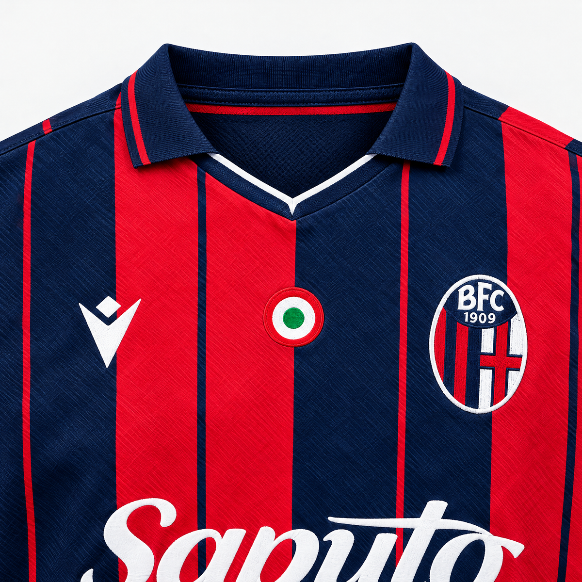 Bologna 2025/26 Home Jersey - collar and chest detail
