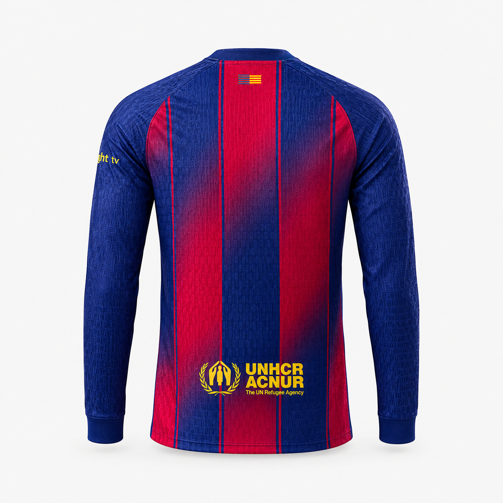 Barcelona 2025/26 Home Player Long Sleeve Jersey — back product view