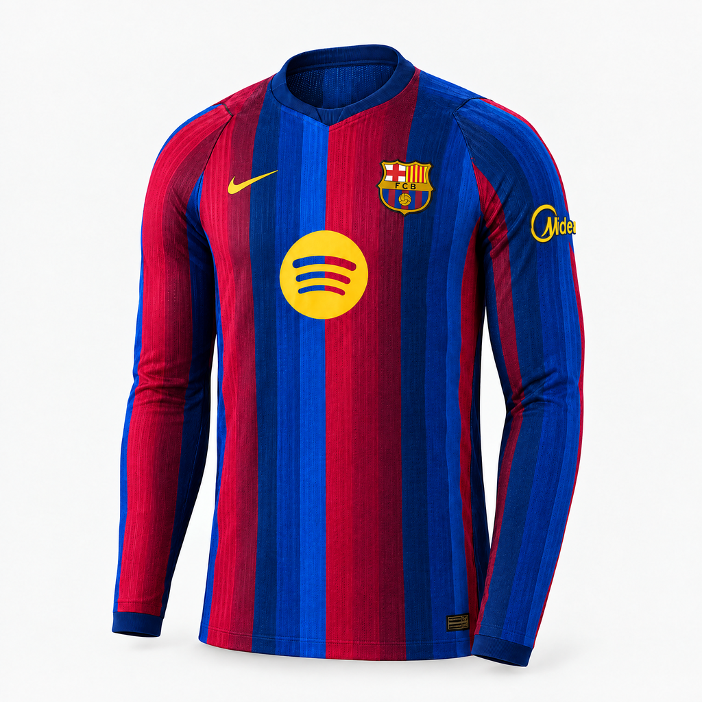 Barcelona 2026/27 Home Player Long Sleeve Jersey — front product view