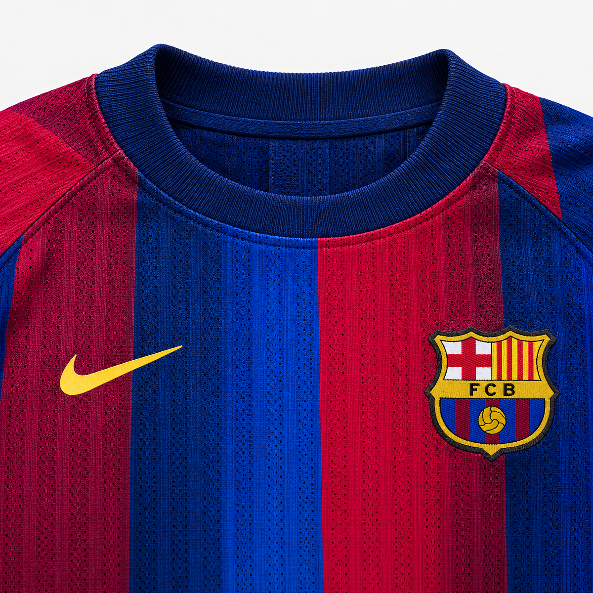Barcelona 2026/27 Home Player Long Sleeve Jersey — collar and upper chest detail