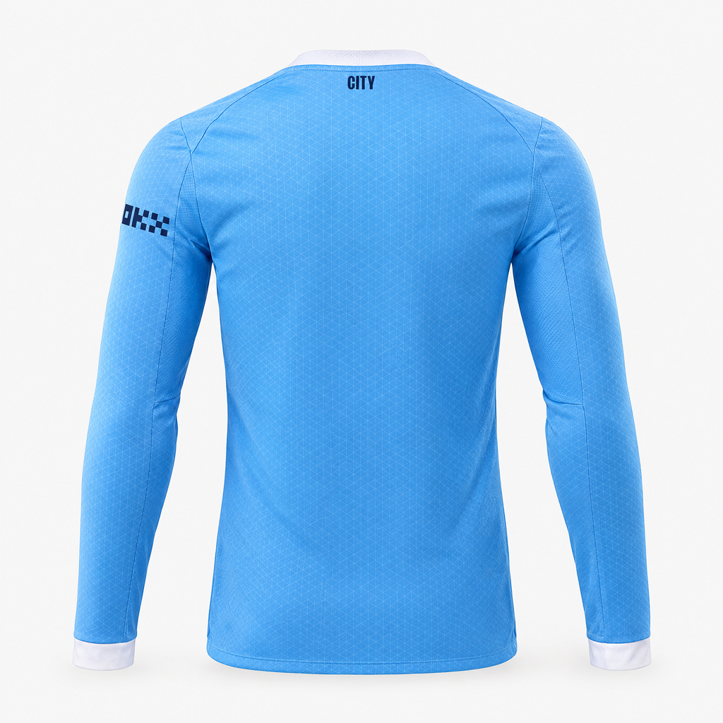 Manchester City 2025/26 Home Player Long Sleeve Jersey - back view