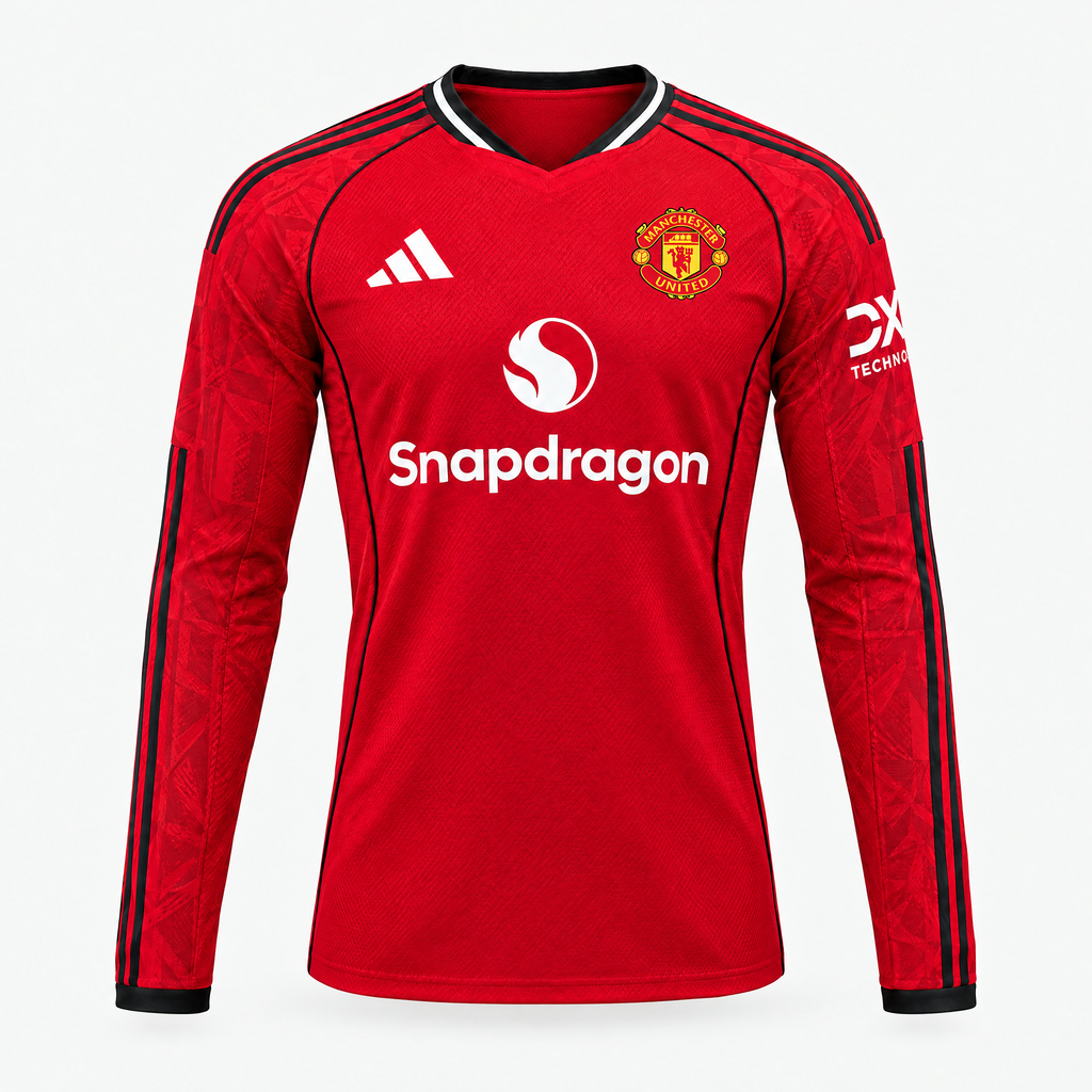Manchester United 2025/26 Home Player Long Sleeve Jersey - front view